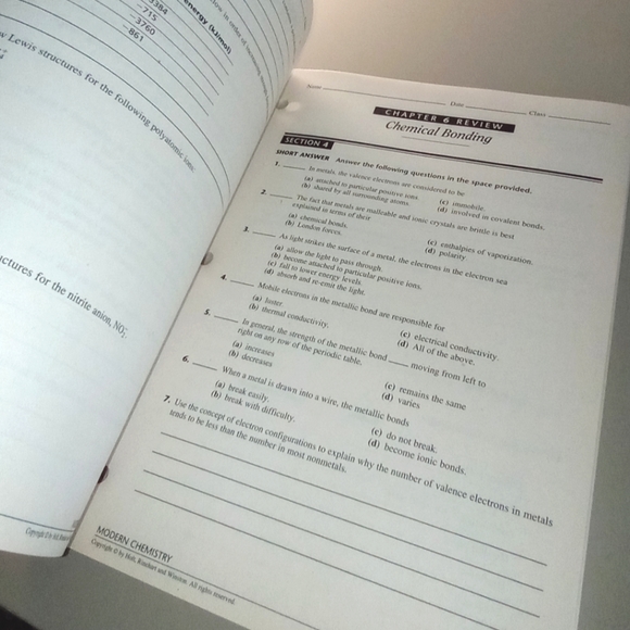 Holt, Rinehart and Winston Modern Chemistry: Study Guide Teacher’s 1st Edition - Picture 10 of 13